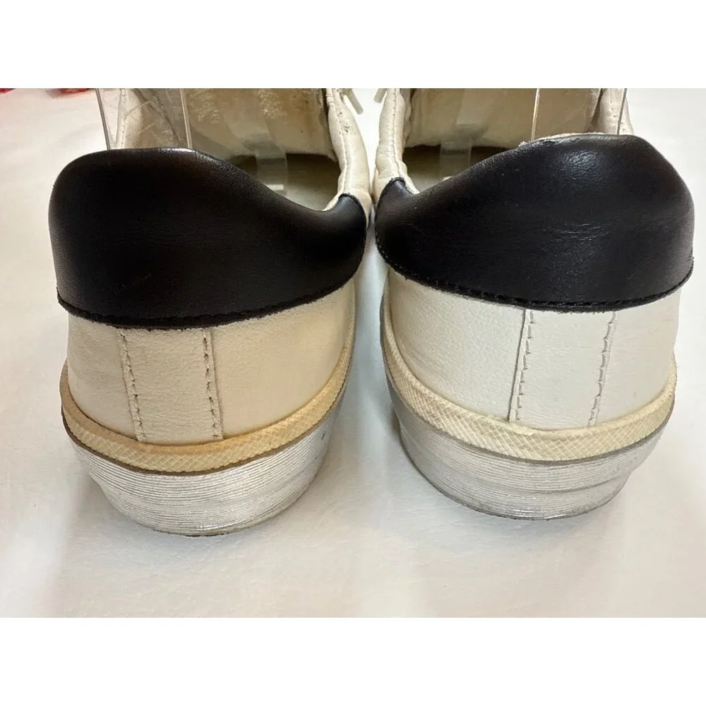 Dolce Vita Womens Leather Sneakers Black White Low Top Lace-Up 8.5